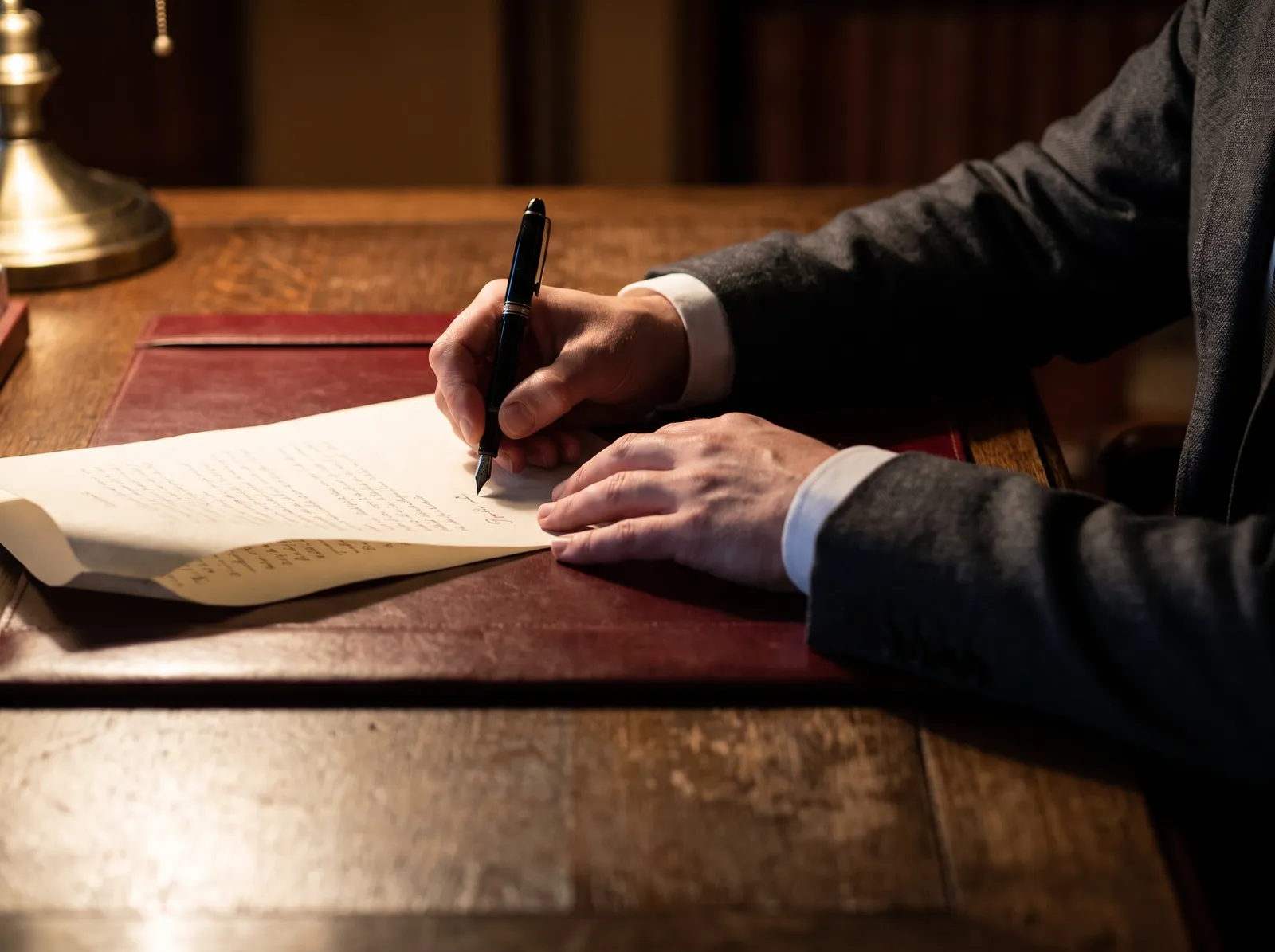 Settlement documents being signed at the Barrow and Finch office